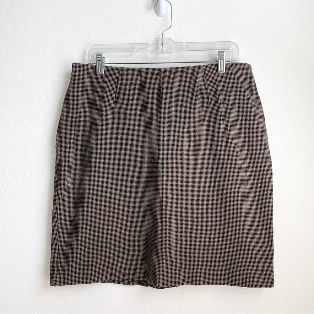 J Jill Ponte Knit Skirt Houndstooth Brown Black Medium